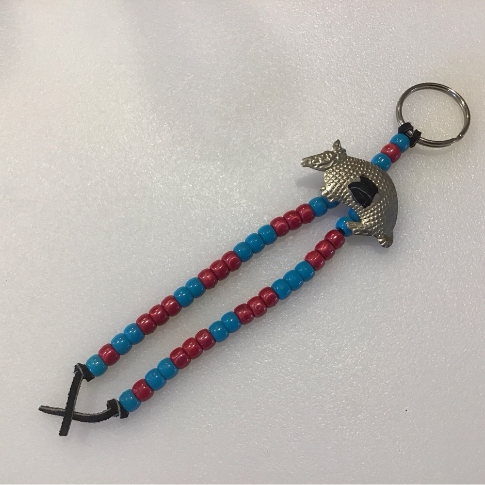 Armadillo beaded key chain or purse charm